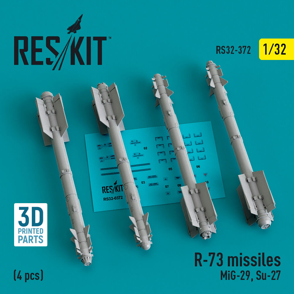 R-73 missiles (4 pcs) (MiG-29, Su-27) (3D Printed)
