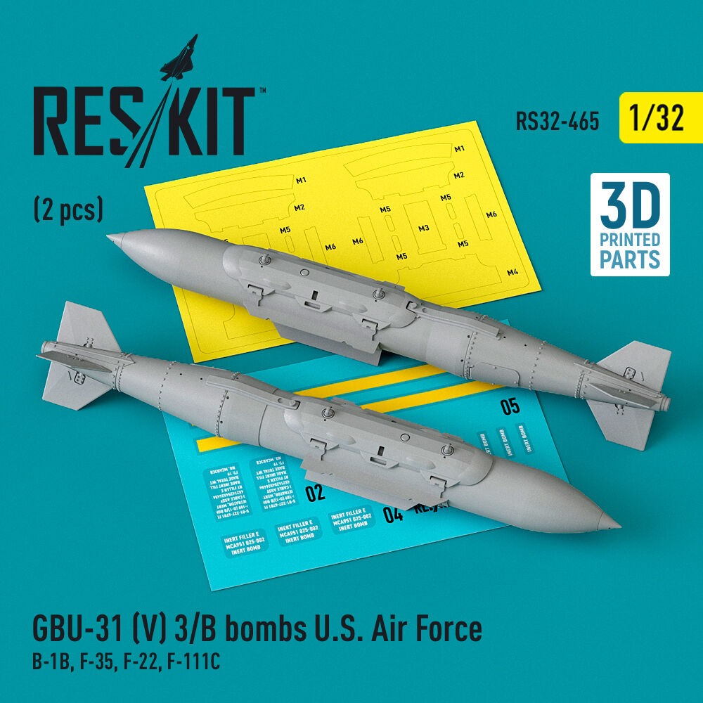 GBU-31 (V) 3/B bombs U.S. Air Force (2 pcs) (B-1B, F-35, F-22, F-111C) (3D Printed)