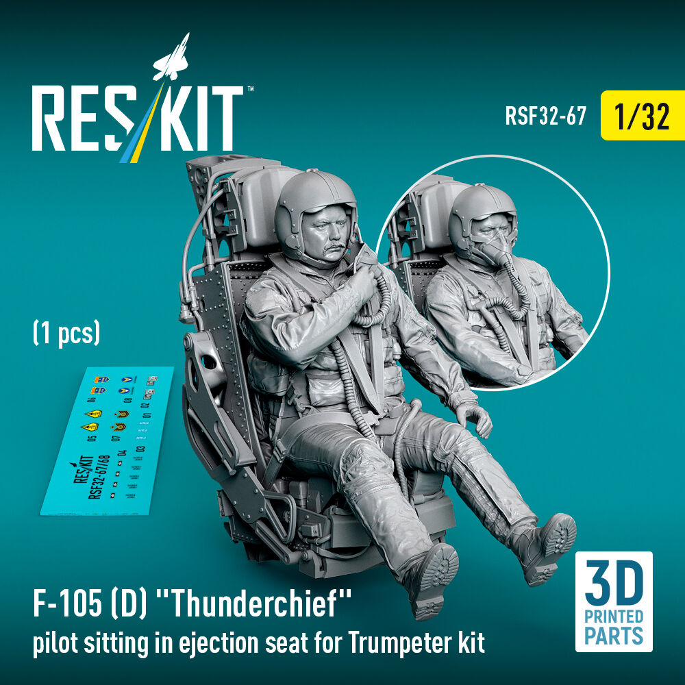 F-105D Thunderchief pilot sitting in ejection seat for Trumpeter kit (1 pcs) (3D Printed)