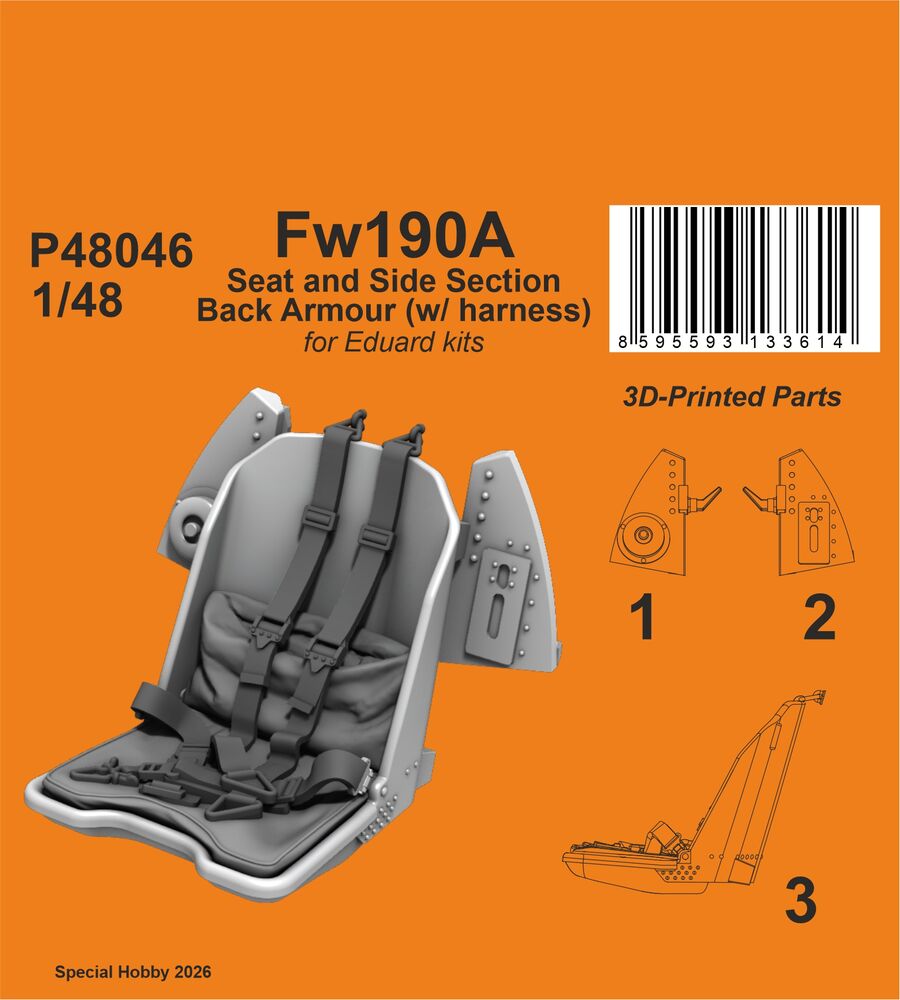 Fw190A Seat and Side Section Back Armour (w/ harness) for Eduard