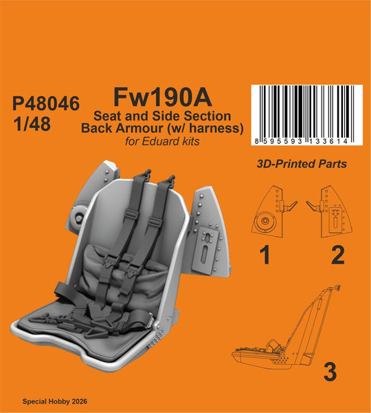 Fw190A Seat and Side Section Back Armour (w/ harness) for Eduard