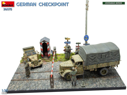 German Checkpoint. 3t Cargo Truck 3,6-36S & Kfz.1 Type 170VK w/ Feldgendarmerie. Big Set