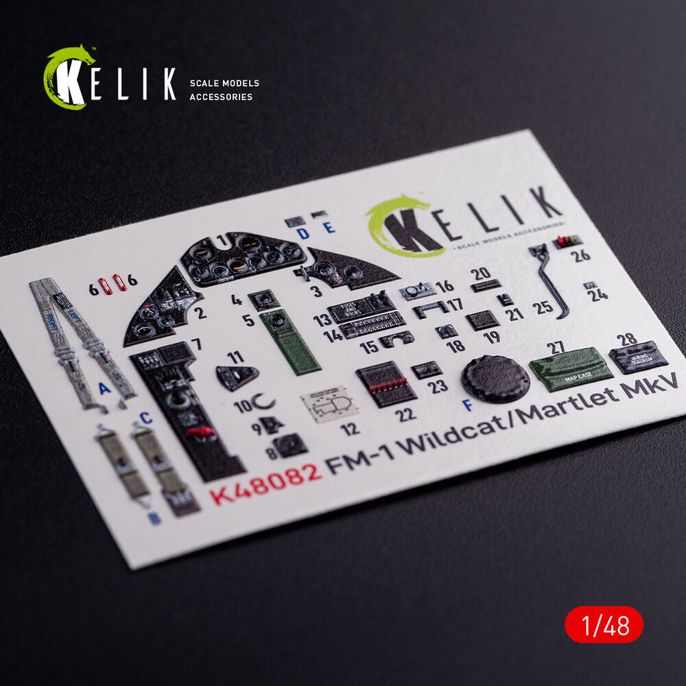 FM-1 Wildcat/Martlet Mk.V interior 3D decals for Tamiya kit