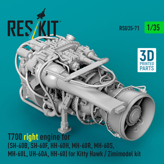 T700 right engine (SH-60B, SH-60F, HH-60H, MH-60R, MH-60S, MH-60L, UH-60A, HH-60) for Kitty Hawk / Zimimodel kit (3D Printed)