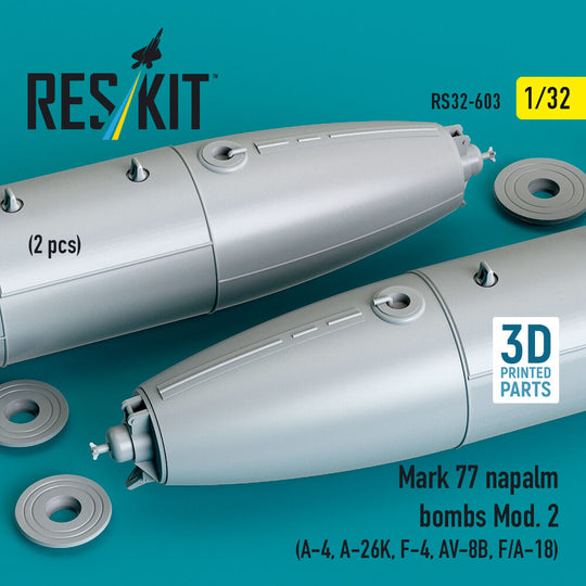 Mark 77 napalm bombs Mod.2 (2pcs) (A-4, A-26K, F-4, AV-8B, F/A-18) (3D Printed)