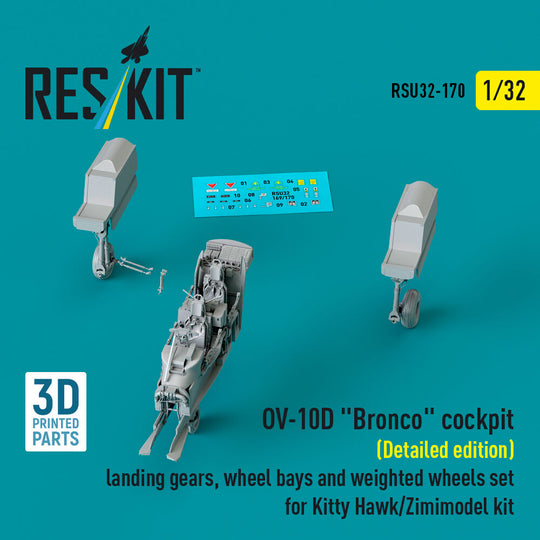OV-10D Bronco cockpit (Detailed edition) landing gears, wheel bays and weighted wheels set for Kitty Hawk/Zimimodel kit (3D Printed)