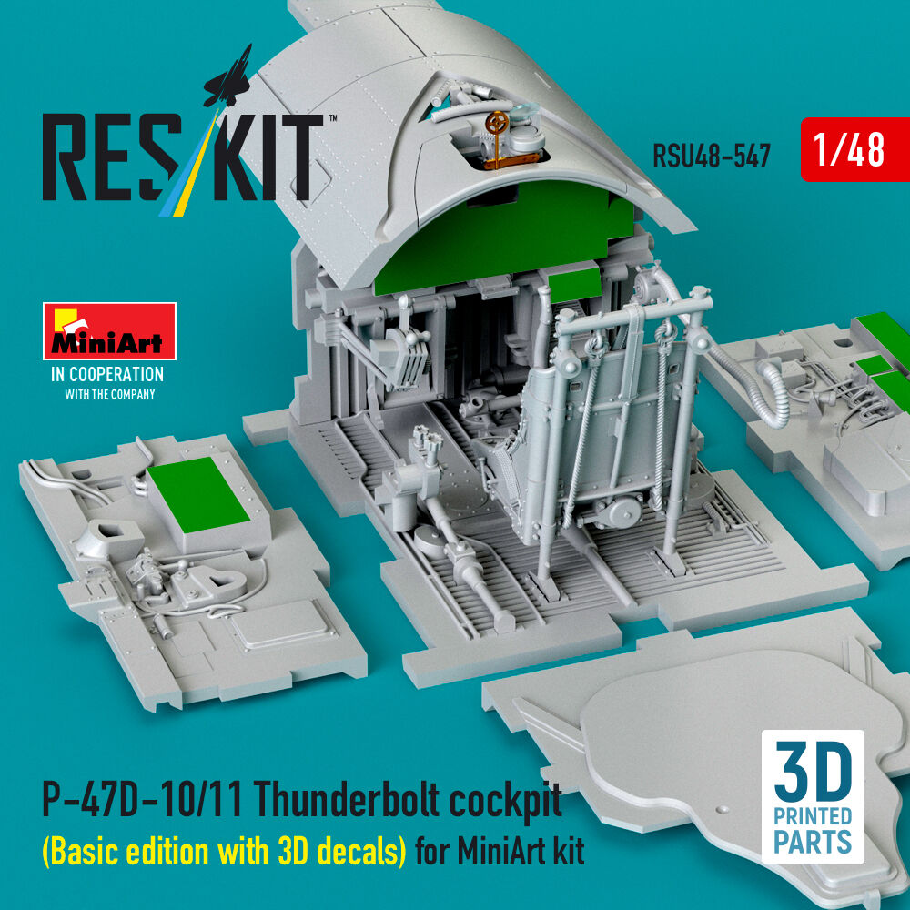 P-47D-10/11 Thunderbolt cockpit (Basic edition with 3D decals) for MiniArt kit (3D Printed)
