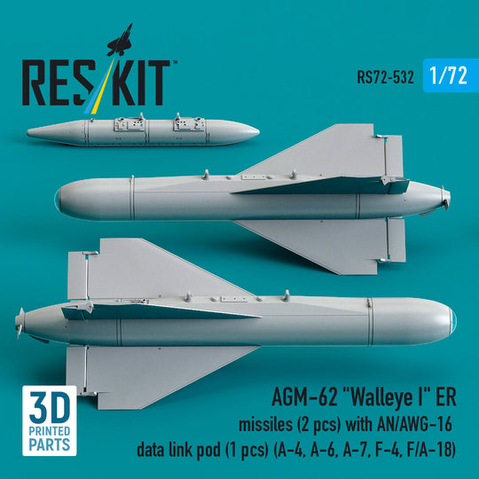 AGM-62 Walleye I ER missiles (2 pcs) with AN/AWG-16 data link pod (1 pcs) (A-4, A-6, A-7, F-4, F/A-18) (3D Printed)