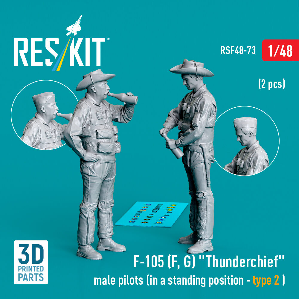 F-105 (F, G) Thunderchief male pilots (in a standing position - type 2) (2 pcs) (3D Printed)