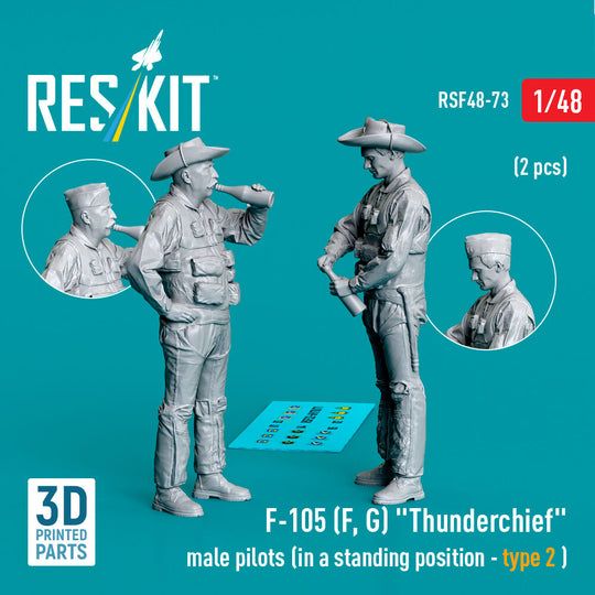 F-105 (F, G) Thunderchief male pilots (in a standing position - type 2) (2 pcs) (3D Printed)