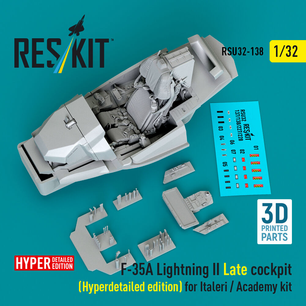 F-35A Lightning II Late cockpit (Hyperdetailed edition) for Italeri / Academy kit (3D Printed)