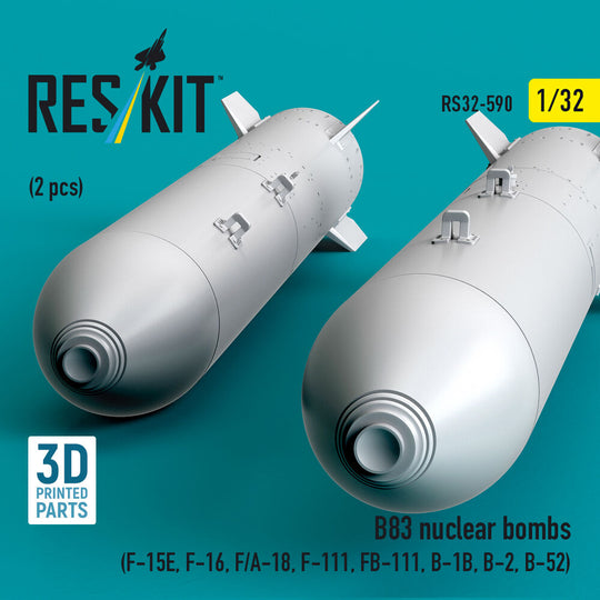 B83 nuclear bombs (2 pcs) (F-15E, F-16, F/A-18, F-111, FB-111, B-1B, B-2, B-52) (3D Printed)
