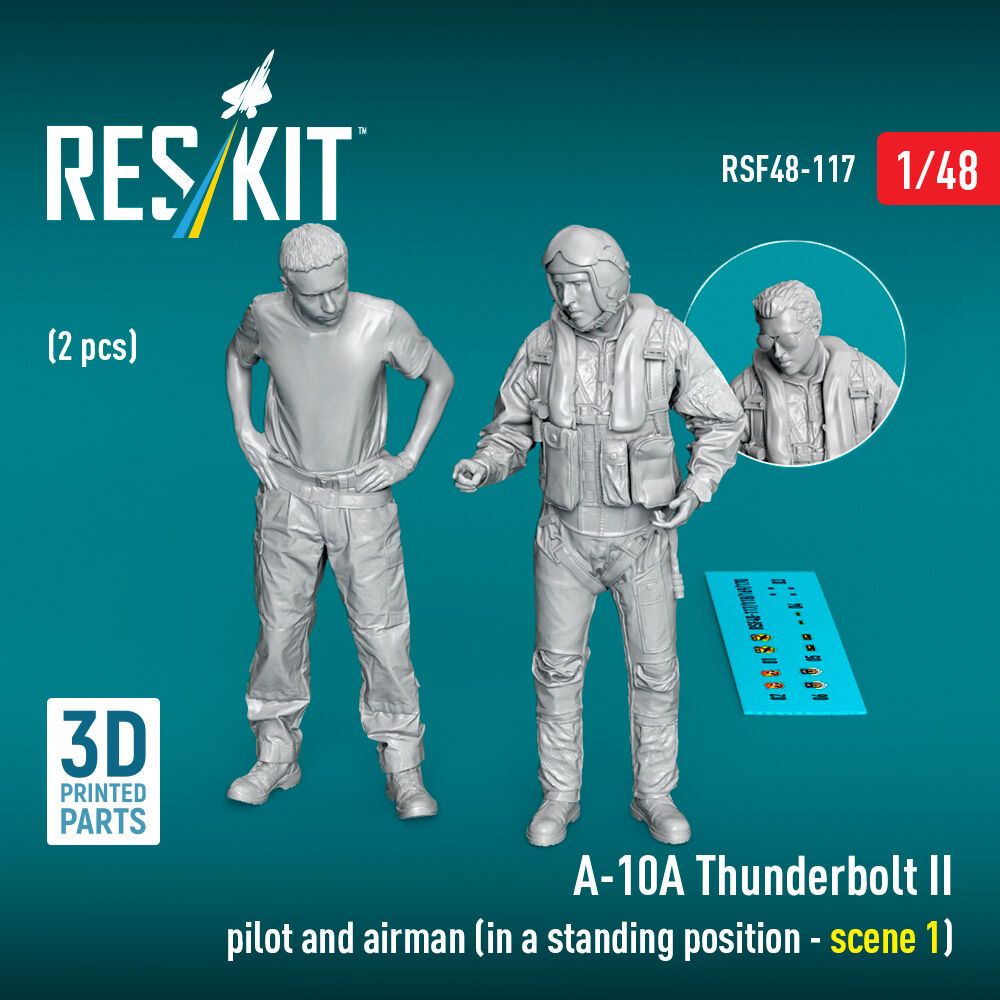 A-10? Thunderbolt II pilot and airman (in a standing position - scene 1) (2 pcs) (3D Printed)