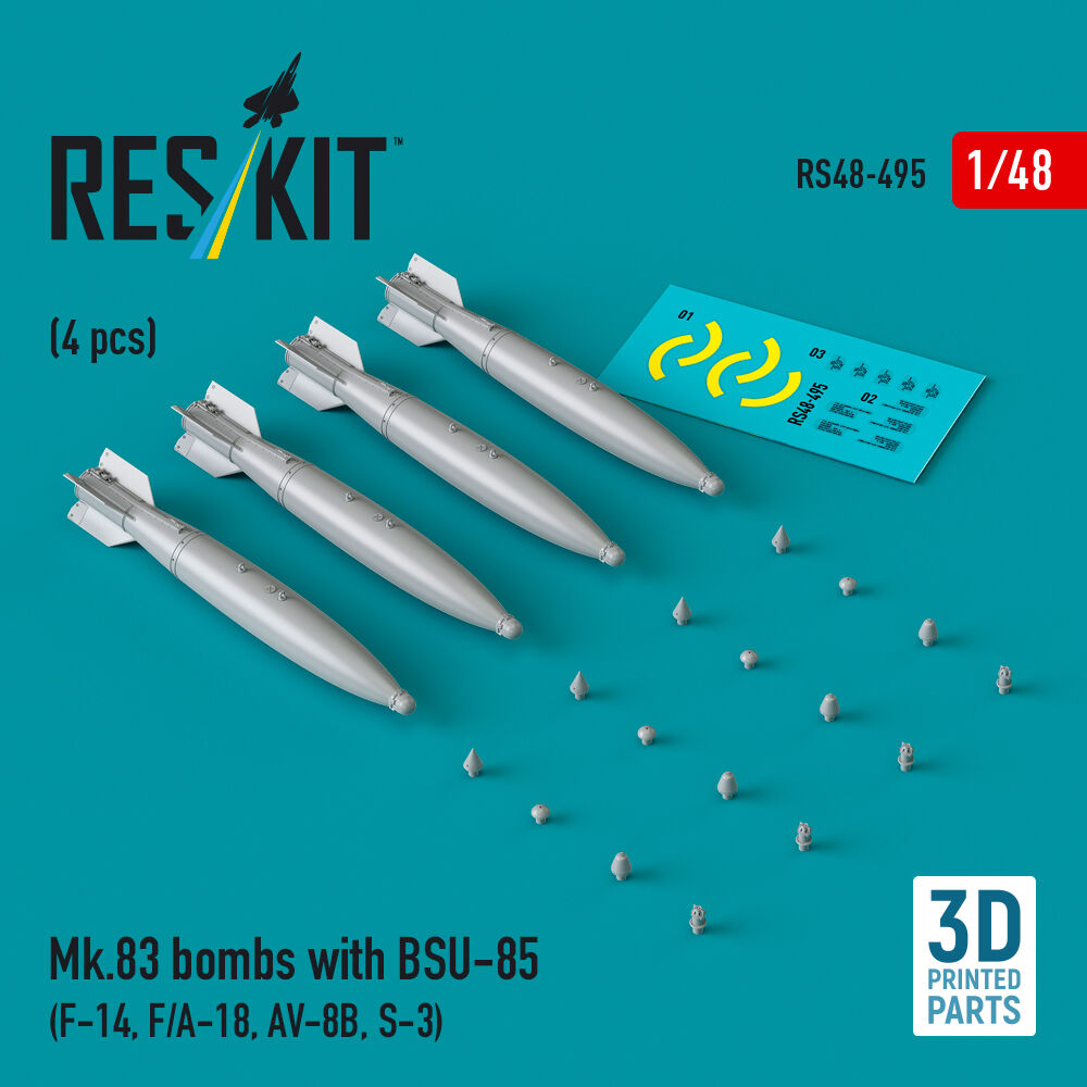 Mk.83 bombs with BSU-85 (4 pcs) (F-14, F/A-18, AV-8B, S-3) (3D printed)