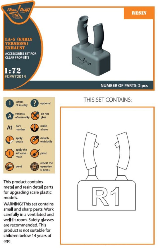 La-5 early version resin exhaust for CP kits CP72014/CP72015