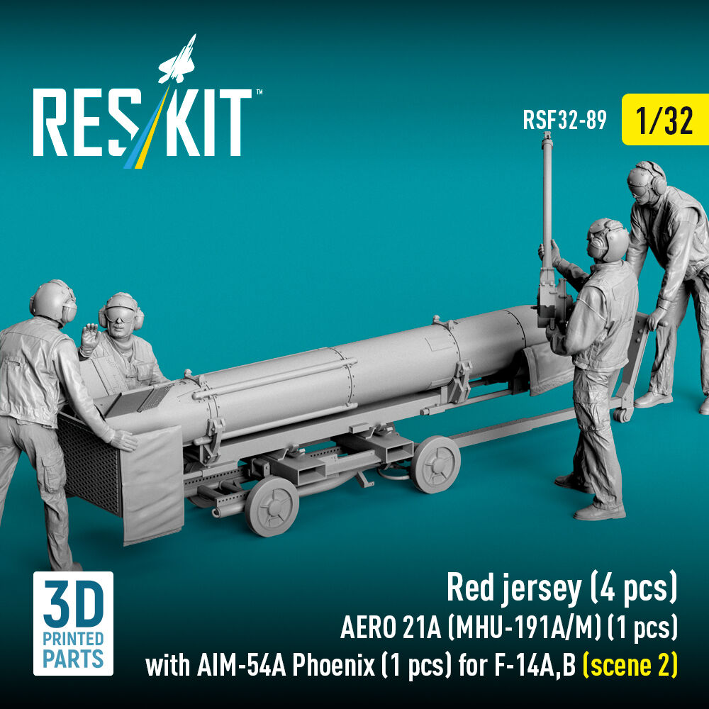 Red jersey (4 pcs) AERO 21A (MHU-191A/M) (1 pcs) with AIM-54A Phoenix (1 pcs) for F-14A,B (scene 2) (3D Printed)