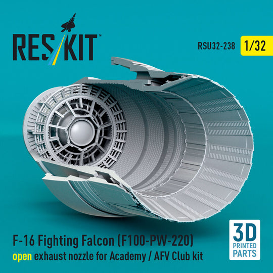 F-16 Fighting Falcon (F100-PW-220) open exhaust nozzle for Academy / AFV Club kit (3D Printed)