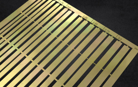 PE Brass Strips B: 1,25 - 3 mm (0,10mm thickness)