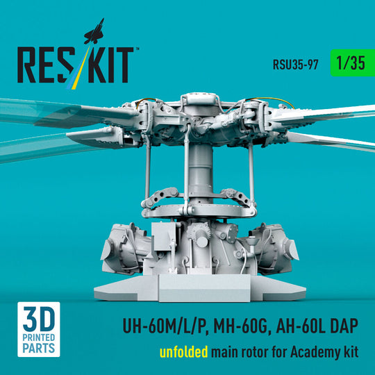 UH-60M/L/P, MH-60G, AH-60L DAP unfolded main rotor (3D Printed) for Academy