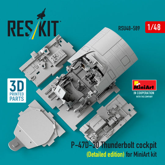 P-47D-30 Thunderbolt cockpit (Detailed edition) for MiniArt kit (3D Printed)