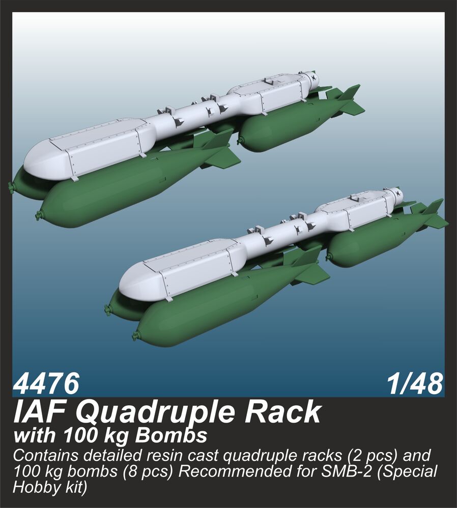 IAF Quadruple Rack with 100 kg Bombs  (2 pcs.) / for SMB-2, Sa´ar and Mirage III kits