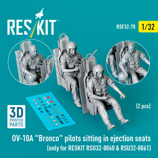 OV-10A Bronco pilots sitting in ejection seats (2 pcs) (only for RESKIT RSU32-0060 & RSU32-0061) (3D Printed)