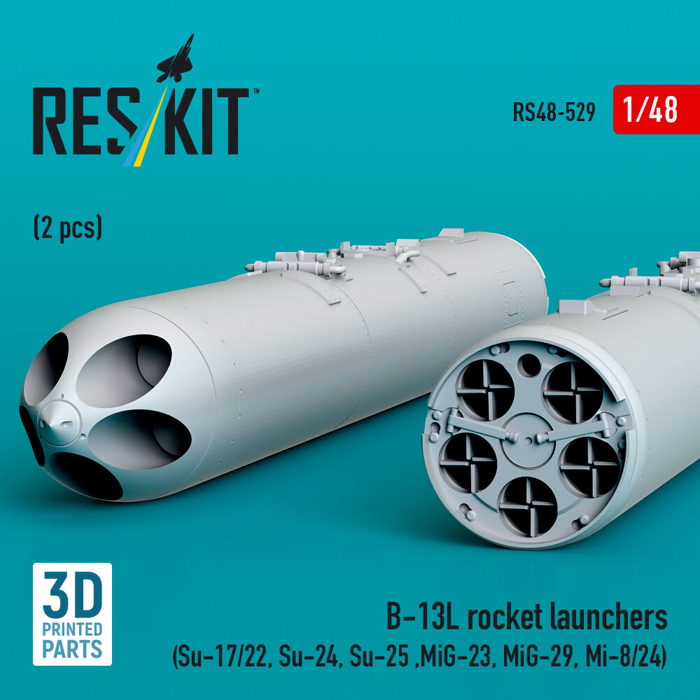 B-13L rocket launchers (2 pcs) (Su-17/22, Su-24, Su-25 ,MiG-23, MiG-29, Mi-8/24) (3D Printed)