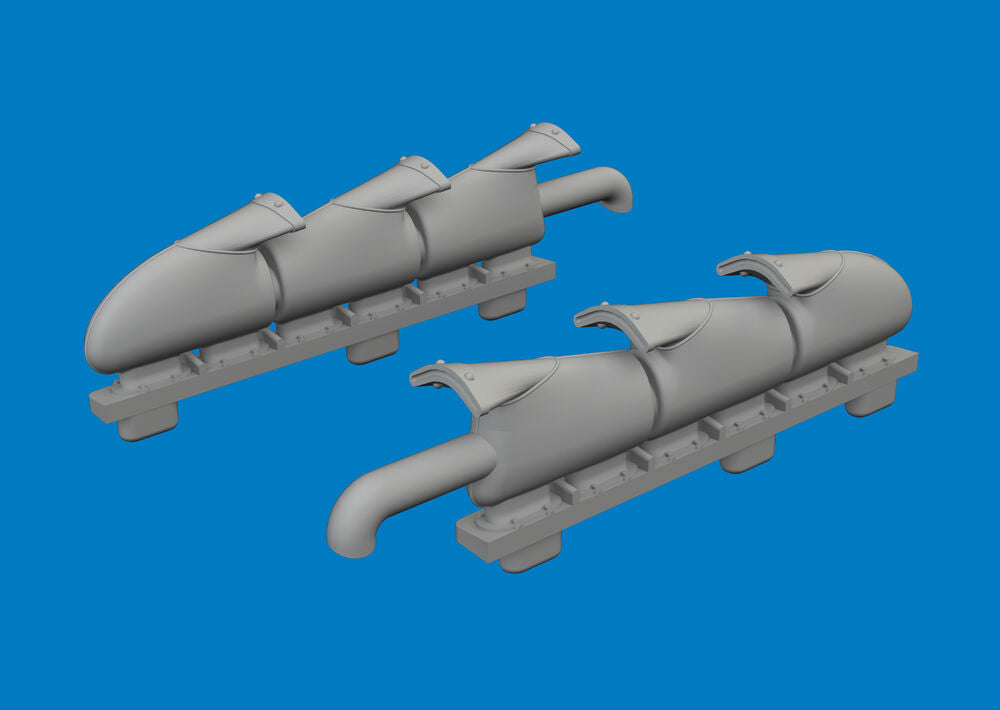 Spitfire Mk.V three-stacks exhaust fishtail PRINT for Eduard