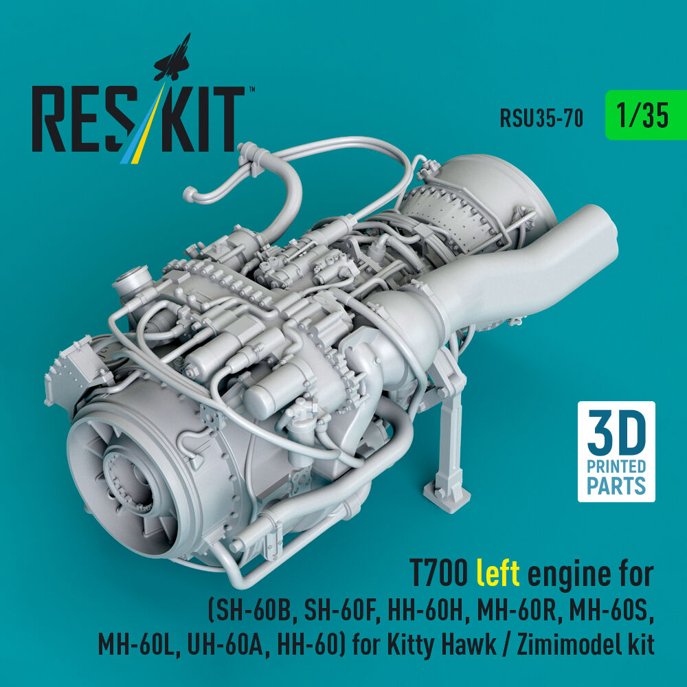 T700 left engine (SH-60B, SH-60F, HH-60H, MH-60R, MH-60S, MH-60L, UH-60A, HH-60) for Kitty Hawk / Zimimodel kit (3D Printed)
