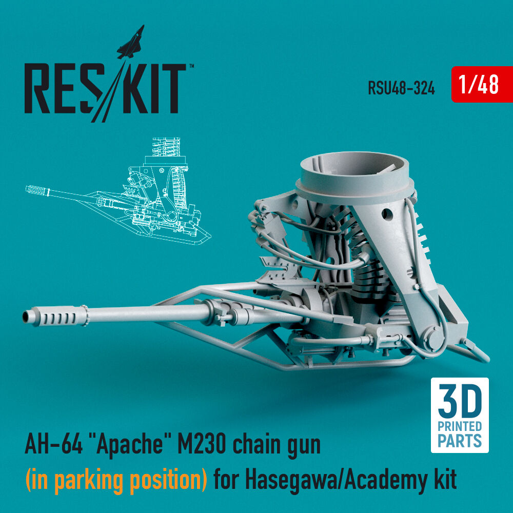 AH-64 Apache M230 chain gun (in parking position) for Hasegawa/Academy kit (3D Printed)