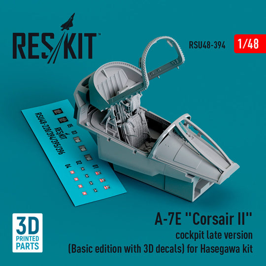 A-7E Corsair II cockpit late version (Basic edition with 3D decals) for Hasegawa kit (3D Printed)