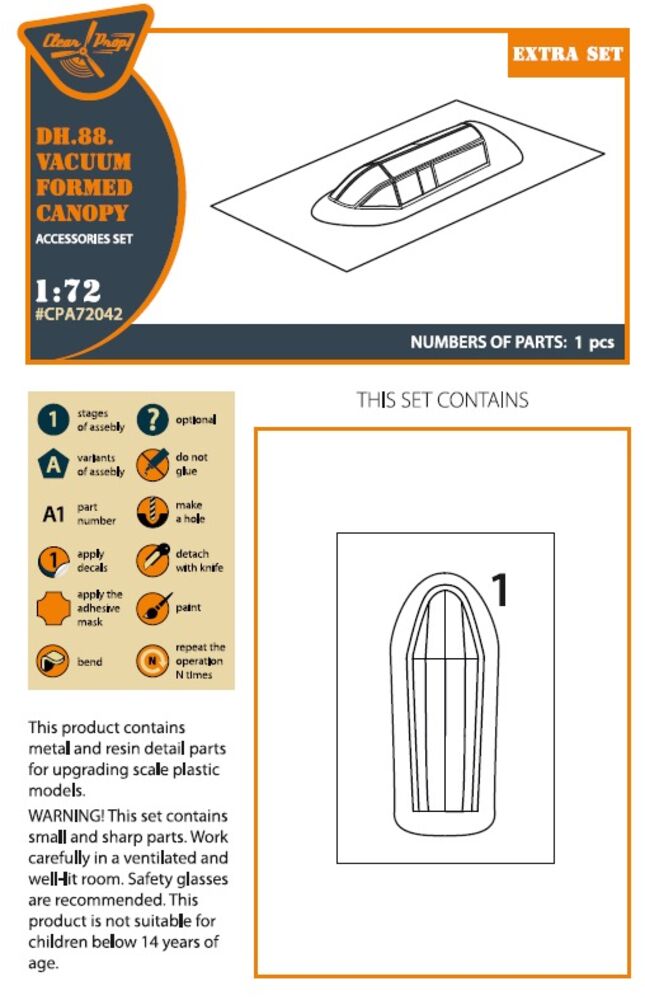 DH.88 Comet vacuum formed canopy for CP kits