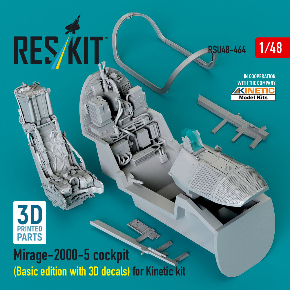 Mirage-2000-5 cockpit (Basic edition with 3D decals) for Kinetic kit (3D Printed)