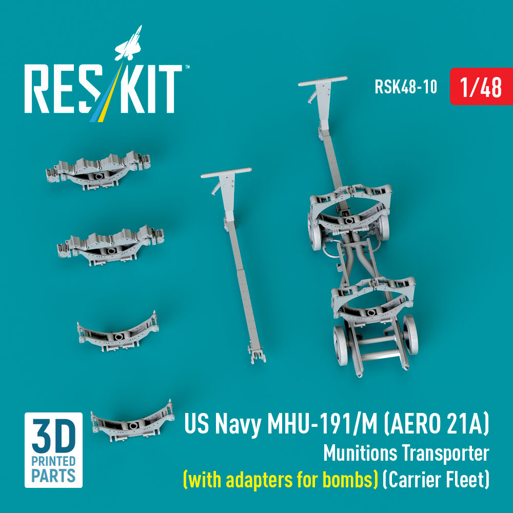 US NAVY MHU-191/M (AERO 21A) Munitions Transporter (with adapters for bombs) (Carrier Fleet) (3D Printed model kit)