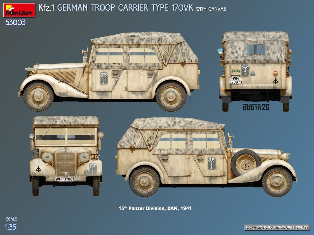 Kfz.1 German Troop Carrier Type 170VK w/Canvas