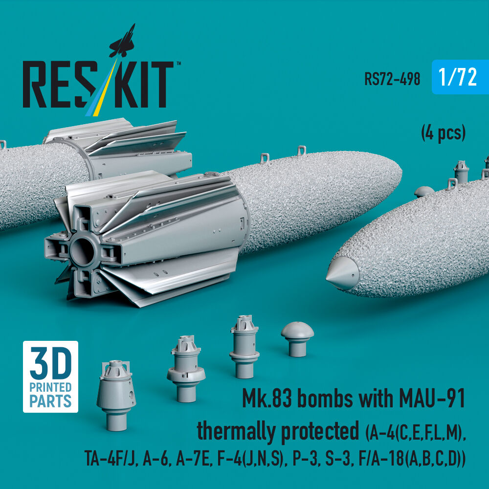 Mk.83 bombs with MAU-91 thermally protected (4 pcs) (A-4E, A-4F, B-52G/H) (3D printed)
