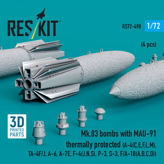 Mk.83 bombs with MAU-91 thermally protected (4 pcs) (A-4E, A-4F, B-52G/H) (3D printed)