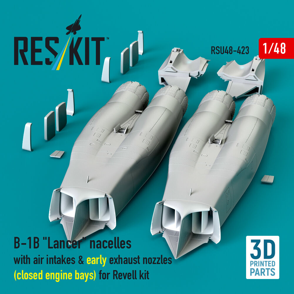 B-1B Lancer nacelles with air intakes & early exhaust nozzles (?losed engine bays) for Revell kit (3D Printed)