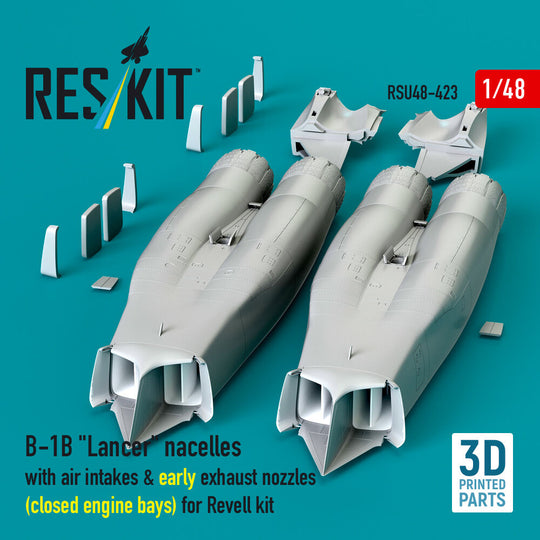 B-1B Lancer nacelles with air intakes & early exhaust nozzles (?losed engine bays) for Revell kit (3D Printed)
