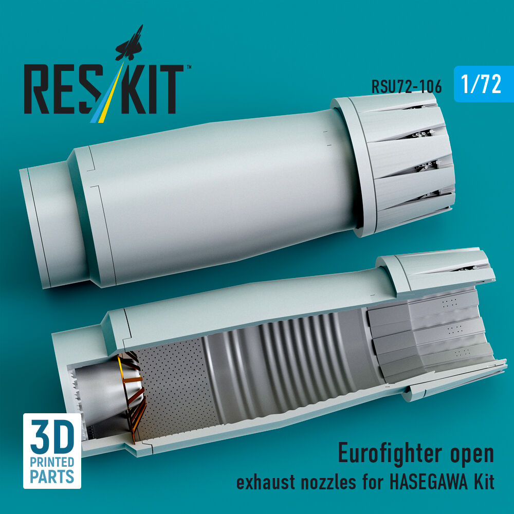 Eurofighter open exhaust nozzles for Hasegawa kit (3D Printed)