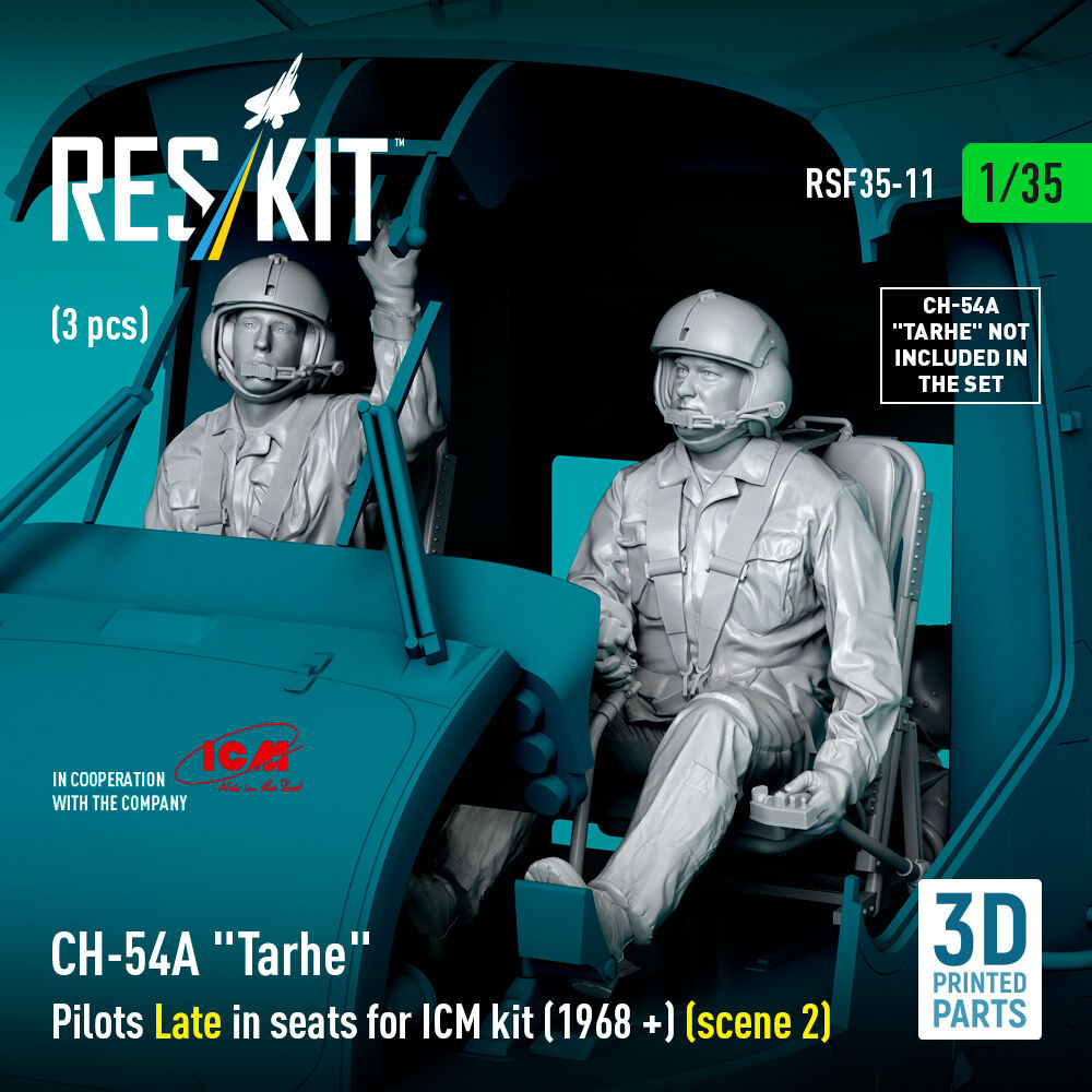 CH-54A Tarhe Pilots Late in seats for ICM kit (1968 +) (scene 2) (3 pcs) (3D Printed)