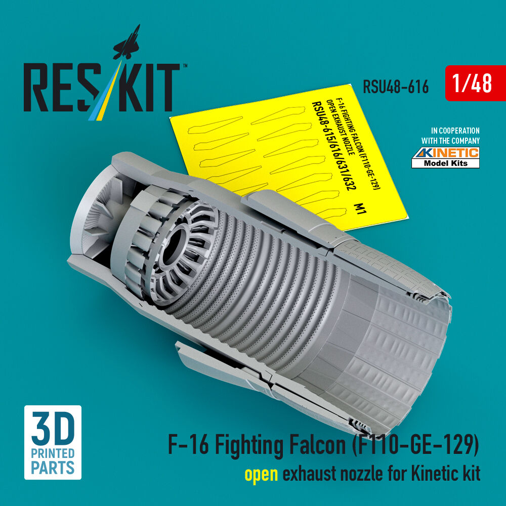 F-16 Fighting Falcon (F110-GE-129) open exhaust nozzle for Kinetic kit (3D Printed)
