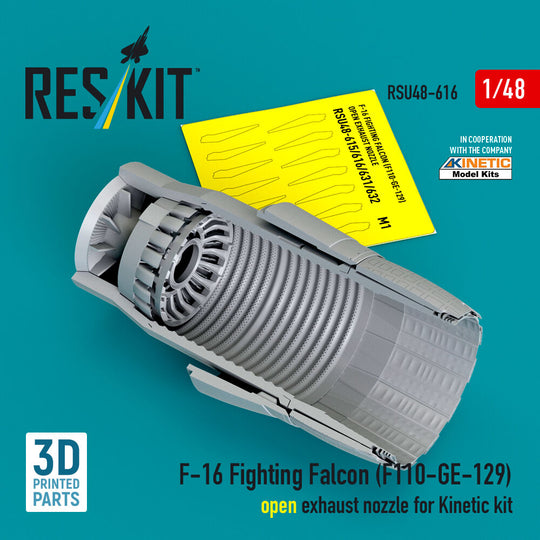 F-16 Fighting Falcon (F110-GE-129) open exhaust nozzle for Kinetic kit (3D Printed)