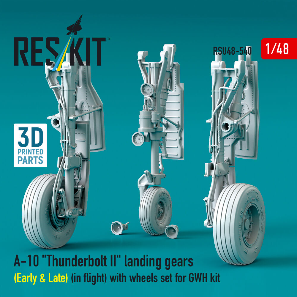 A-10 Thunderbolt II landing gears (Early & Late) (in flight) with wheels set for GWH kit (3D Printed)
