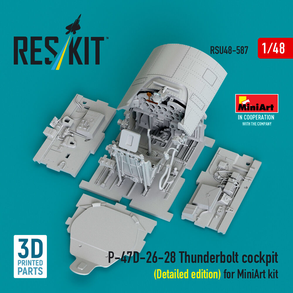 P-47D-26-28 Thunderbolt cockpit (Detailed edition) for MiniArt kit (3D Printed)