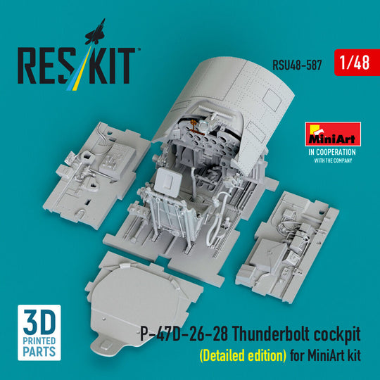 P-47D-26-28 Thunderbolt cockpit (Detailed edition) for MiniArt kit (3D Printed)