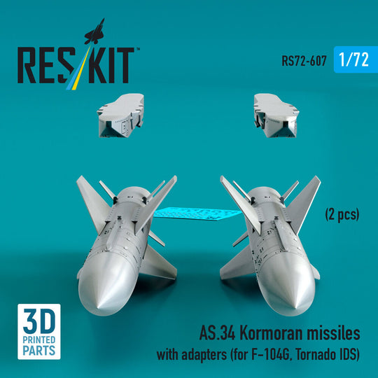 AS.34 Kormoran missiles with adapters (2 pcs) (for F-104G, Tornado IDS) (3D Printed)