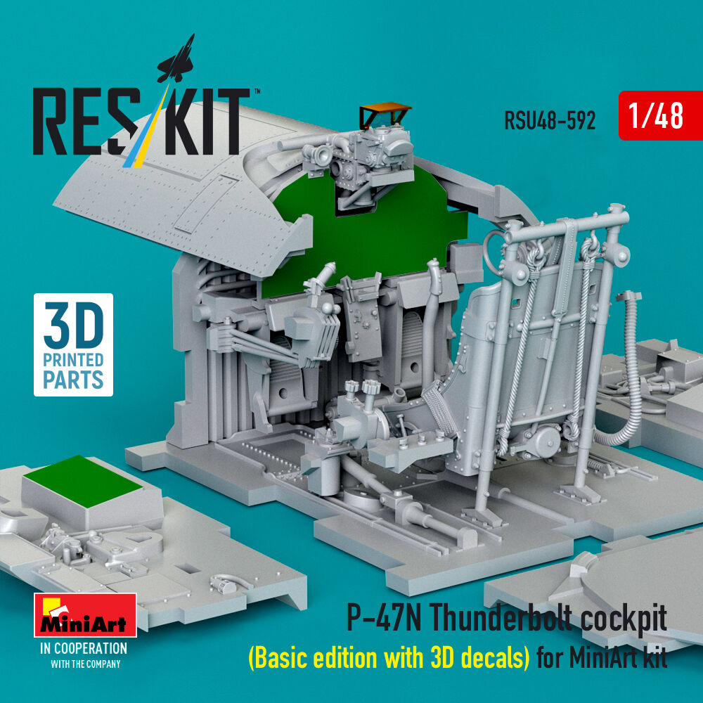 P-47N Thunderbolt cockpit (Basic edition with 3D decals) for MiniArt kit (3D Printed)