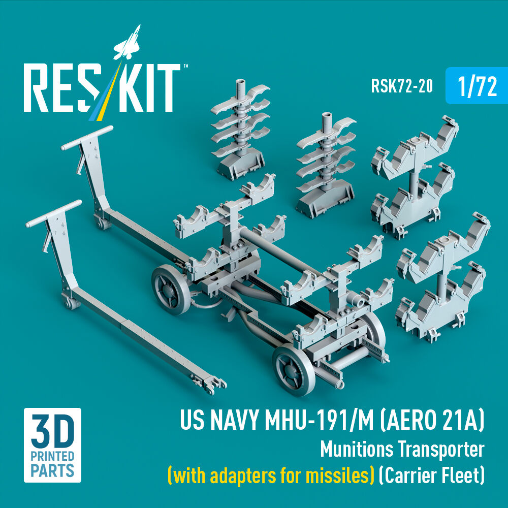 US NAVY MHU-191/M (AERO 21A) Munitions Transporter (with adapters for missiles) (Carrier Fleet, C-130) (3D Printed model kit)