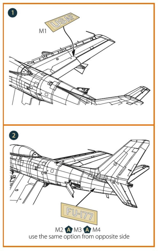 F-86A pre-cut patterns for numbers and lettering painting mask for CP4824 kit